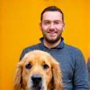 James Thompson with his groomed Golden Retriever